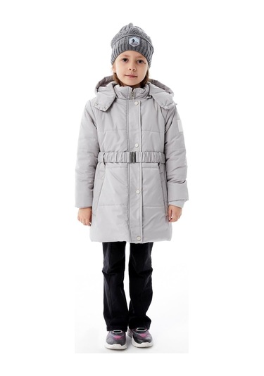 Benitto Kids Kız Çocuk Kapüşonlu Kışlık Şişme Mont 51352 Gri