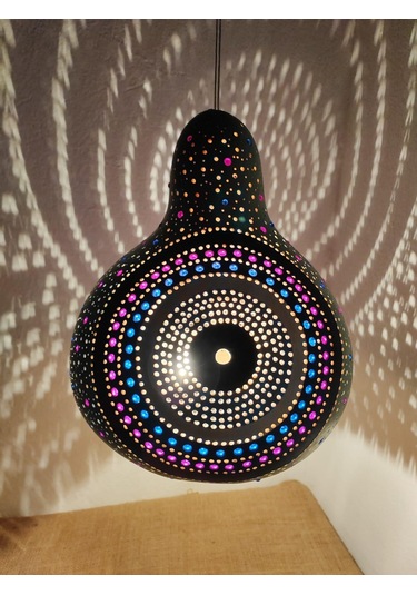 Halka Desenli Su Kabağı Bahçe Dekorasyon Lambası