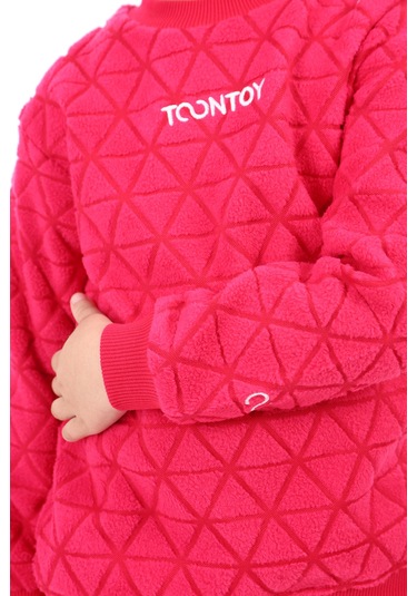 Toontoy Unisex Çocuk Nakışlı Sweatshirt Fuşya