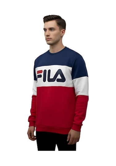 Mavi Fila Erkek Bisiklet Yaka Sweatshirt Straight 681255 Mavi