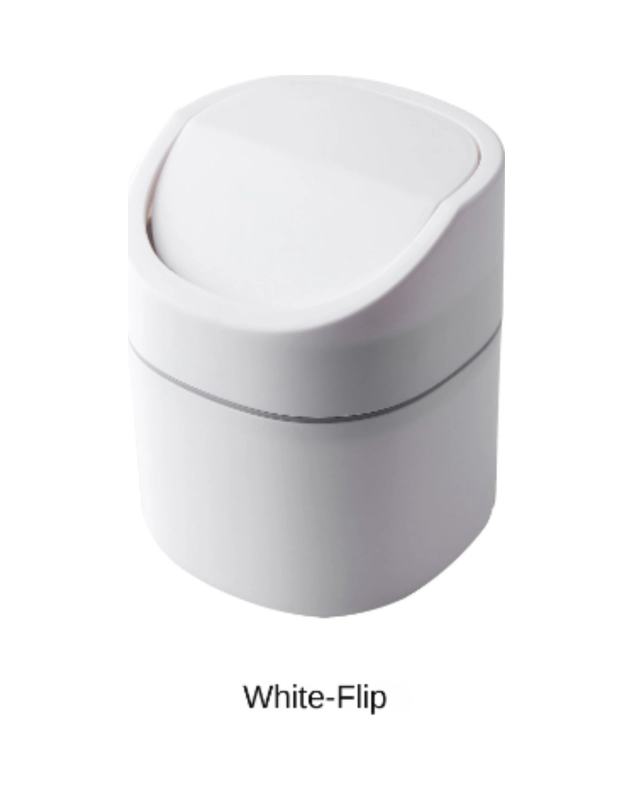 Konesam Masaüstü Çöp Kutusu 2 Litre, Basılı Açılır Kapaklı, Dayanıklı Plastik, Ev Ofis İçin, Sade Beyaz