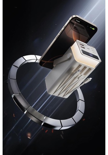 1061 60.000 Mah Type-c Lightning 22,5 W Hızlı Şarj Rgb Led Işıklı Powerbank Siyah Beyaz