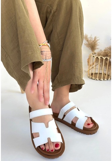 Kooni Beyaz Cilt Terlik Çok Renkli