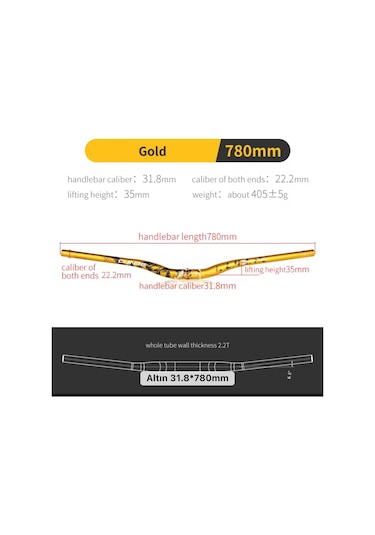 Lunje All Ride Açılı 9mm Gidon Sarı 31.8mm
