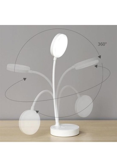 Buffer Yuvarlak Usbli Dokunmatik 3 Kademeli 360 Derece Özel Göz Korumalı Led Lityum Masa Lambası -m11 Beyaz
