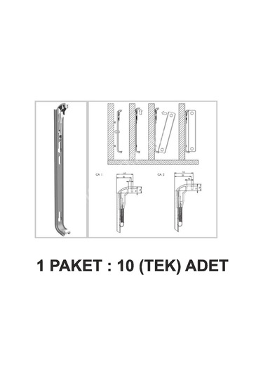 Yaylı Radyatör Konsolu - 60 Cm Yükseklik Panel İçin Montaj Askısı 1 Adet Paket 10 Li