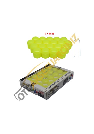 A Kalite Mefsa Bijon Kapağı Düz 17 Mm Fosfor Sarı 20 Li Set