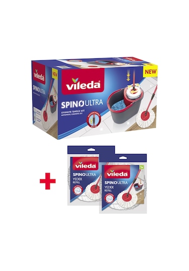 Vileda Spino Ultra Otomatik Temizlik Seti + Spino Ultra Yedek Paspas 2'li