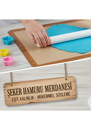 Polikarbon Merdane 33 Cm Şeker Hamuru, Kurabiye Ve Hamur Açma İçin Profesyonel Merdane