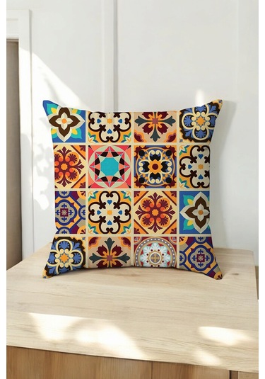 Karışık Renkli Dijital Baskılı 4'lü Dekoratif Yastık Kırlent Kılıfı 42 X 42 Cm 42 X 42 Cm