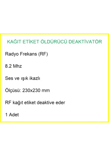 Kağıt Etiket Öldürücü Deaktivatör Rf 8.2 Mhz Uyarı İkaz Sistemli