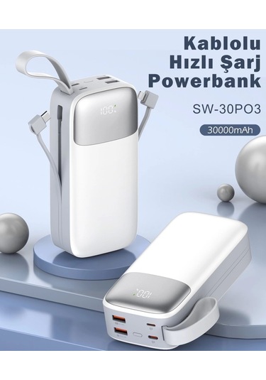 Sword SW-30PO3 30000 mAh 22.5W Powerbank Beyaz