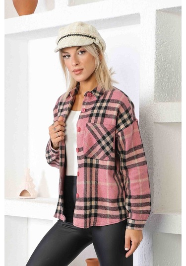 Nurneva Oduncu Kumaş Basic Model Gömlek Pudra-pudra Pudra