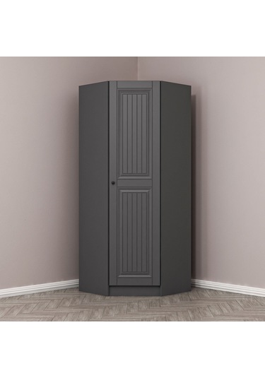 Kale 1 Kapaklı Köşe Dolap Antrasit Mebran Antrasit İlkbahar 210cm Antrasit