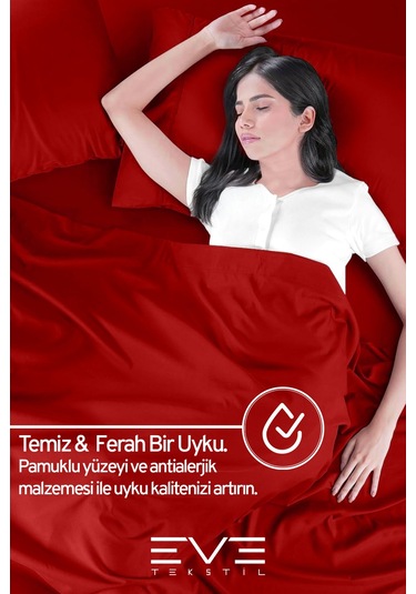 Eve Tekstil %100 Doğal Pamuk Tek Kişilik Rainforce Kumaş Lastikli Çarşaf Ve Yastık Kılıf Set Kırmızı