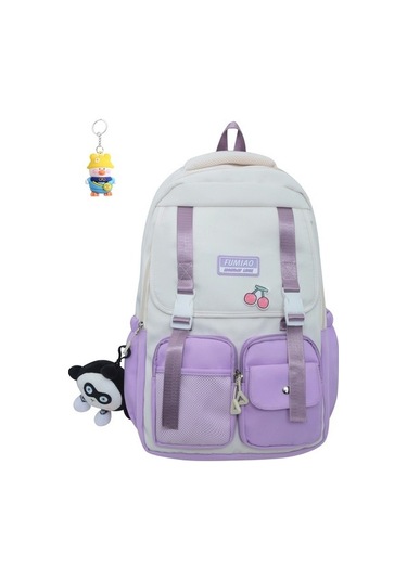 Runxi Life Hall Okul Çantası Ortaokul Öğrencisi Lise Öğrencisi Sırt Çantası Basit Büyük Kapasiteli Sırt Lila