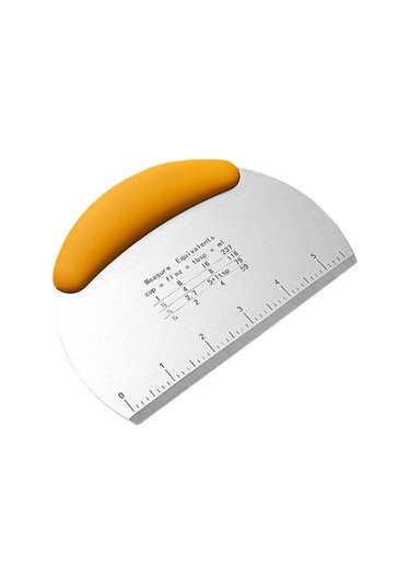 Sarı Hamur Kesici Paslanmaz Çelik Tezgah Kazıyıcı Çift Ölçekli Tasarım Kaymaz Sap Ev İçin Hamur Kesici Alet