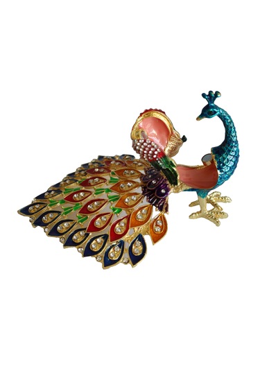 Kristal Taşlı Metal Tavus Kuşu Biblo Dekoratif Ve Şık Aksesuar