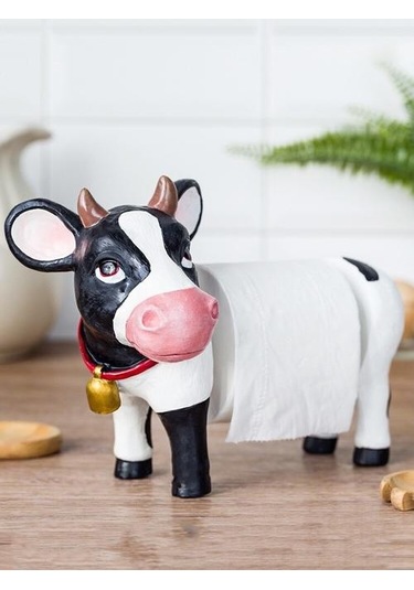 Yaratıcı Reçine Rulo Doku Tutucu Ana Masaüstü Dekorasyon Süsleri Sevimli İnek Rulo Kağıt Tutucu Mutfak Basit Rulo Doku Kutusu Doku Kutuları Beyaz