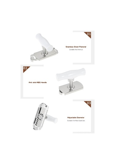 Pazly Paslanmaz Çelik Kavanoz Açacağı - 2,5-10 Cm Ayarlanabilir, Kolay Açma, Gümüş 99 Karakter Gümüş