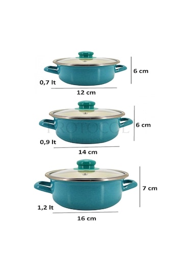 Protocol London 12/14/16 Cm Mini Emaye Tencere Seti - Anneler Gününe Özel 6 Parça Saklama Kabı Seti 001