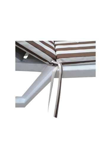 Mirzade Standart Fermuarlı Şezlong Minderi Su Geçirmez Kumaş-kahve Krem