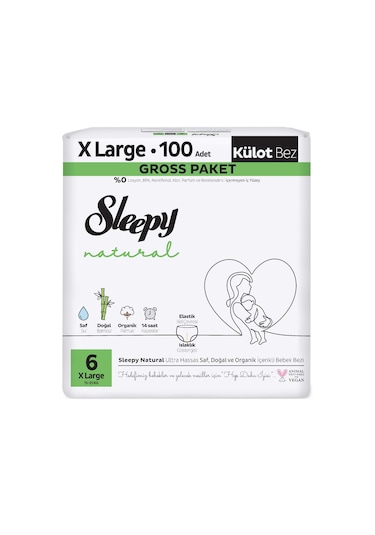Sleepy Natural Gross Paket Külot Bez 6 Numara Xlarge 100 Adet