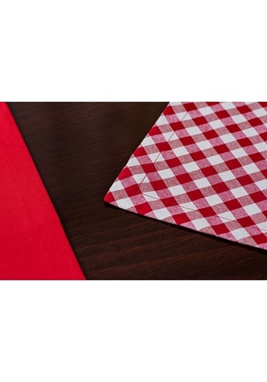 Kırmızı Amerikan Servis Supla Ve Runner Seti 12 Kişilik Set Kırmı Kırmızı