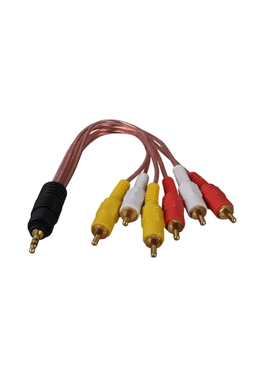 3.5mm Aux To 6 X Erkek Rca - 5 + 1 Ses Sistemi Kablosu - 3.5 Mm Stereo Aux Ve 6 Tos Erkek 5+1 Kablo