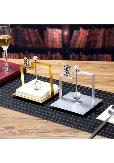 Trendooze Çiftlik Evi İçin Altın Renk Çok Amaçlı Peçetelik Oturma Odası Altın