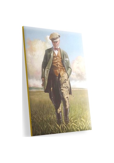 Cakasepetim Mustafa Kemal Atatürk Buğday Tarlasında Görsel Ahşap Mdf Tablo