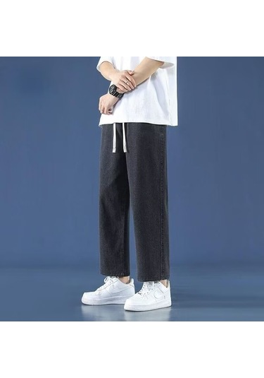 Erkek İlkbahar/yaz 2025 Yeni Kısa Kot Pantolon Siyah