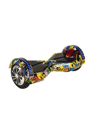 Smart Balance Elektrikli Kaykay Hoverboard 8.5 Inch Ledli Uzay Kasa Bluetoothlu Sarı Grafiti Çok Renkli