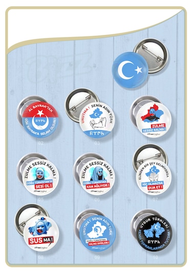 Doğu Türkistan Özel Rozet Seti -02 Toplam 10 Parça