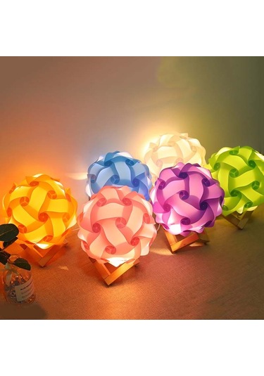 Sones Yaratıcı Yatak Odası Başucu Gece Lambası Usb Yuvarlak Romantik Oda Dekorasyon Lambası Ahşap Tabanlı, Stil: Kendin Yap Malzeme Seti Pembe Diğer