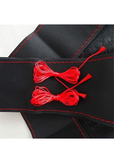 Dikmeli Direksiyon Kılıfı Mavi Siyah Kırmızı Dikiş Seçeneği