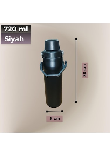 720 Ml Paslanmaz Çelik Çift Katmanlı Termos Siyah