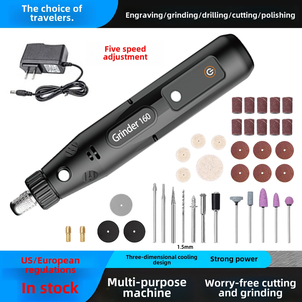 Skycity 110-220v Sabit Hızlı El Tipi Elektrikli Taşlama Makinesi - İvmeleme, Kesme, Delme, Cila Ve Gravür İçin 39 Parça Takımı Prize Bağlı