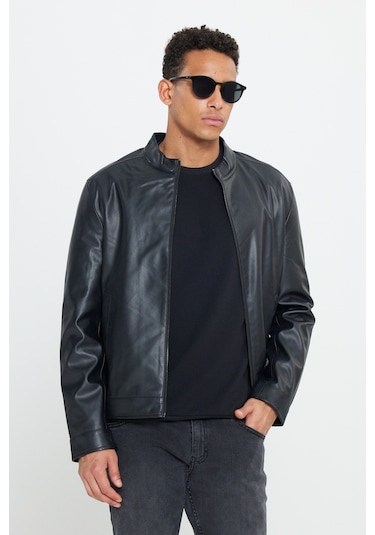 AC&Co / Altınyıldız Classics Erkek Standart Fit Normal Kesim Dik Yaka Mont - Siyah