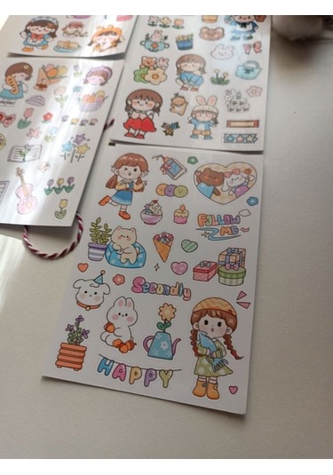 Kawaii Kız Tema Etiket Sticker Set
