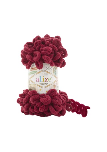 Alize Puffy El Örgü İpi (5 Li Paket) - 107-Bordo