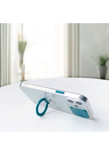 More Tr Ally İphone 13 Pro Max 6 7inç Kılıf Sürgülü Kamera Lens Korumalı Yüzük Standlı Silikon Kılıf Siyah