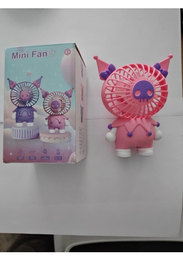 Mini El Fanı Şarjlı Telefon Tutuculu Kuromi Figürlü 2 Kademeli Taşınabilir Vantilatör Masa El Tipi Serinletici Soğutucu