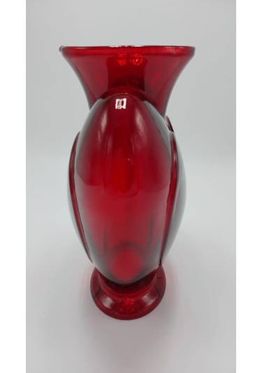 El Yapımı Cam Kalp Vazo Kırmızı Renk 23cm