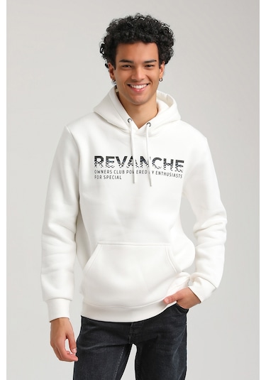 Kapüşonlu Ekru Slim Fit Hoodie 23fwm64062-ekru Ekru