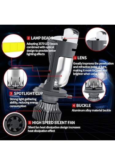 Led Far Ampulü Beyaz H4 50w 12v 22000lm Csp Chip Lens Canbus / Laam979