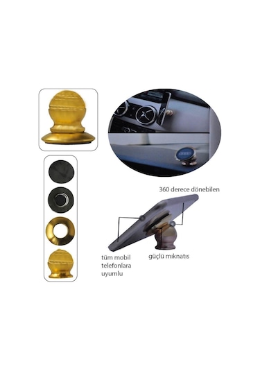 Altın Telefon Tutucu Mıknatıslı Havalandırma Geçmeli Oto Araç Iç