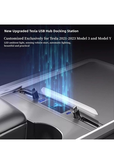 Maoyaya 2021-2023 Tesla Model 3/Y İçin Type C Ve Teleskopik , Merkezi Akıllı Hub Hızlı Şarj