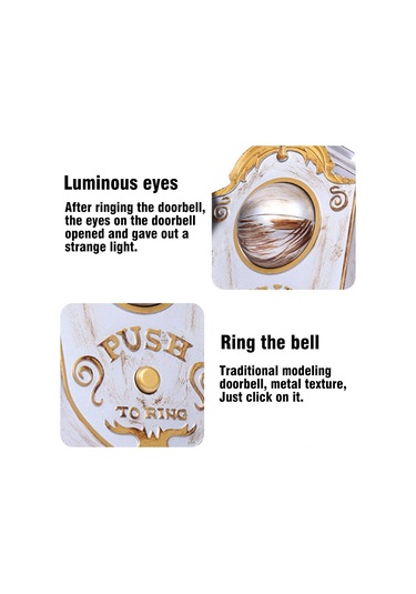 Yaozixa Korkunç Tek Gözlü Kapı Zili - Işık Efektli Cadılar Bayramı Dekorasyonu Beyaz