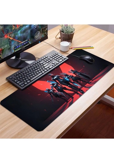 Sonictouch V-team Kaymaz Gaming Oyuncu Masaüstü Dikişsiz Kırmızı Siyah Klavye Mouse Pad 32x70cm